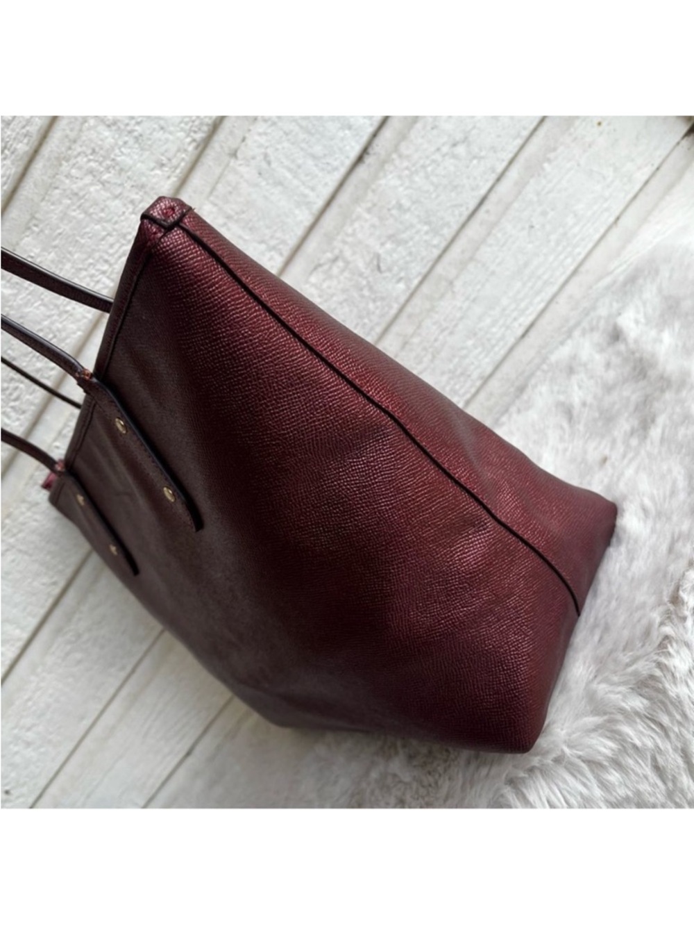 COACH Burgundy Metallic Ava City Metro Tote Shoulder Bag Gallery Laptop Work Bag - Picture 8 of 12